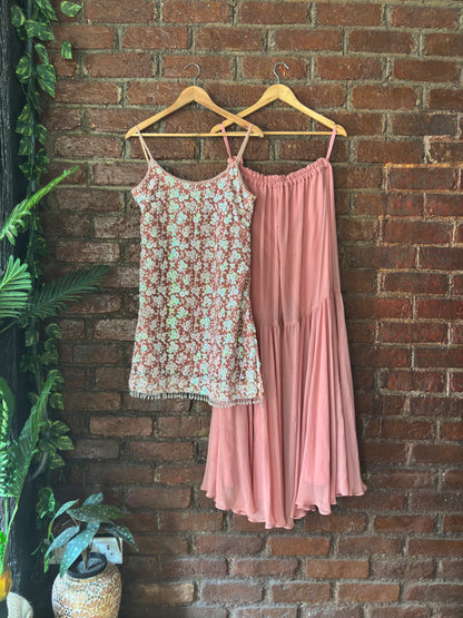 Rose Dust sequin work kurta and sharara set