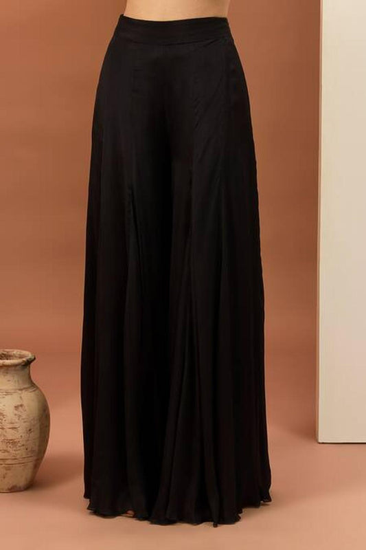 Black Viscose Chiffon Hand Embroidered Anarkali Set