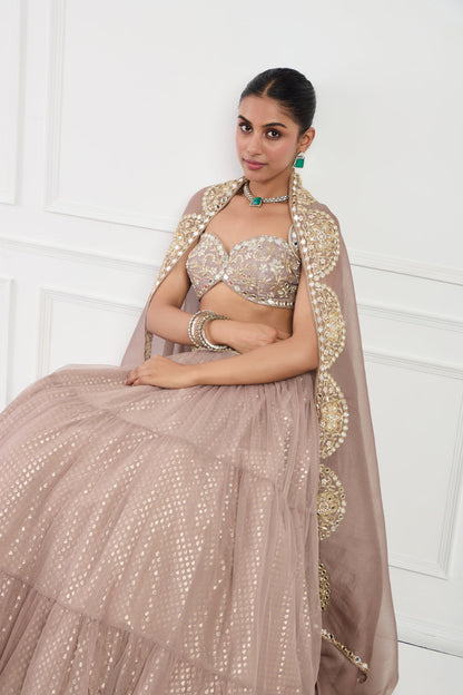 Mocha Muse Mirror Work Lehnga Set