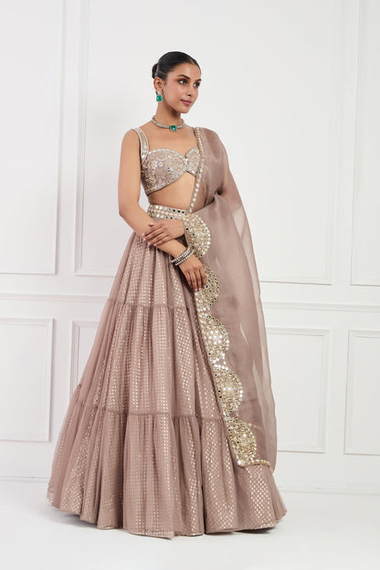Mocha Muse Mirror Work Lehnga Set