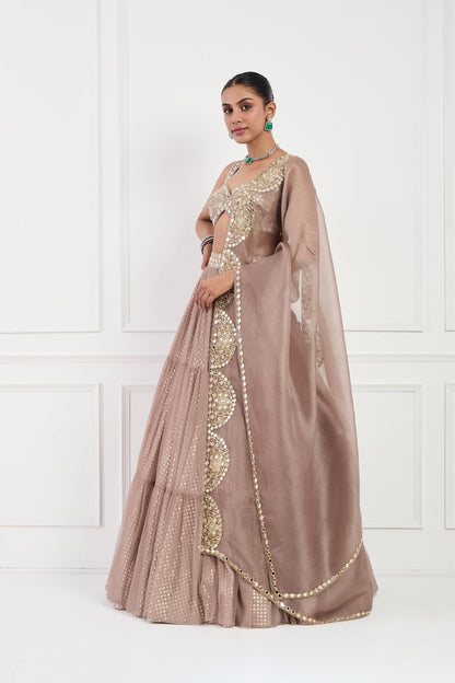Mocha Muse Mirror Work Lehnga Set