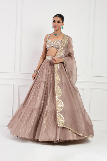 Mocha Muse Mirror Work Lehnga Set