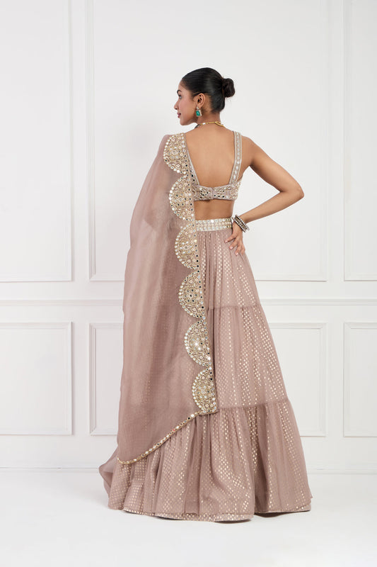 Mocha Muse Mirror Work Lehnga Set