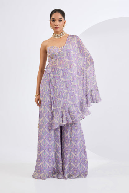 Lilac Printed Cape Shararaset