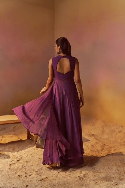 DUSTY PURPLE INDOWESTERN WITH HAND EMBROIDERY