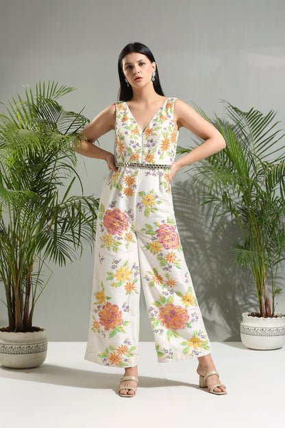 Ivory handpainted jumpsuit