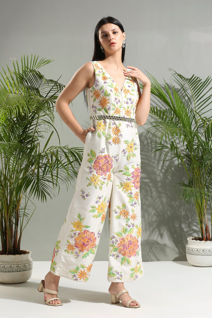 Ivory handpainted jumpsuit