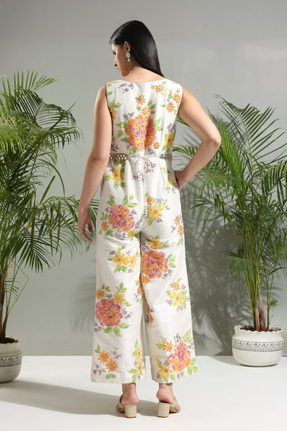 Ivory handpainted jumpsuit