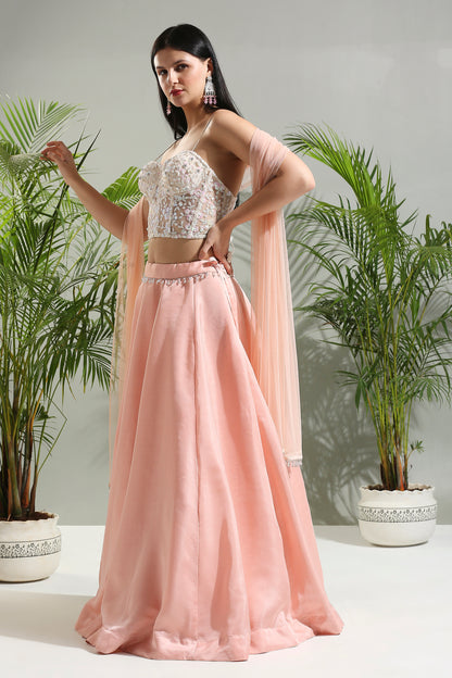 Peach and Ivory Corset set