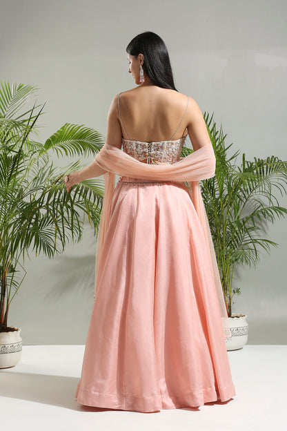 Peach and Ivory Corset set