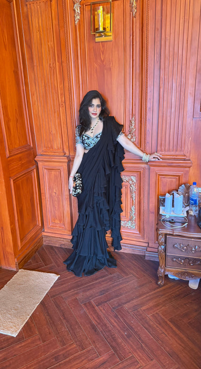 Lasha Ruffle Saree Set