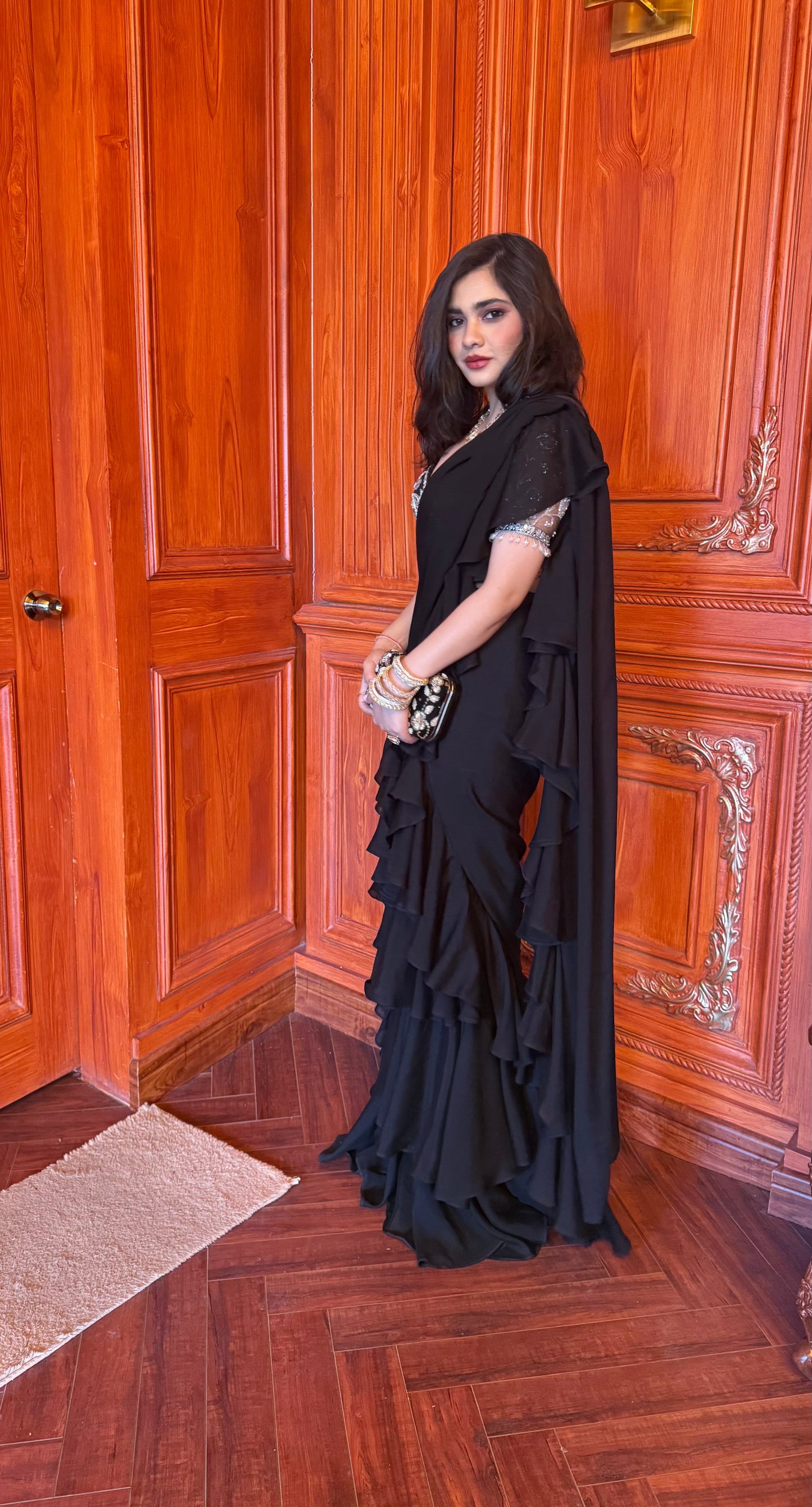 Lasha Ruffle Saree Set