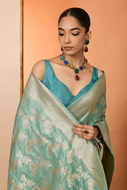 Sea Green Banarasi Saree