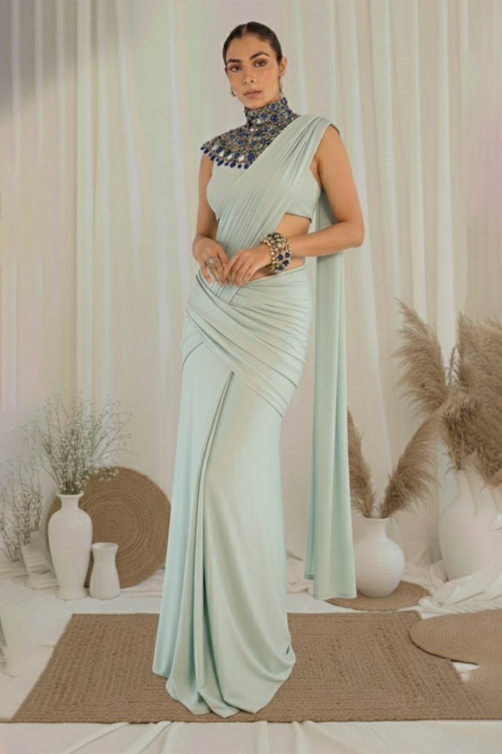 Celestial Sapphire Pre-Draped Saree