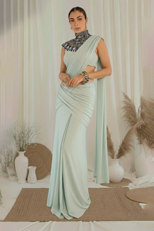 Celestial Sapphire Pre-Draped Saree