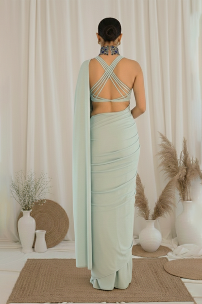 Celestial Sapphire Pre-Draped Saree