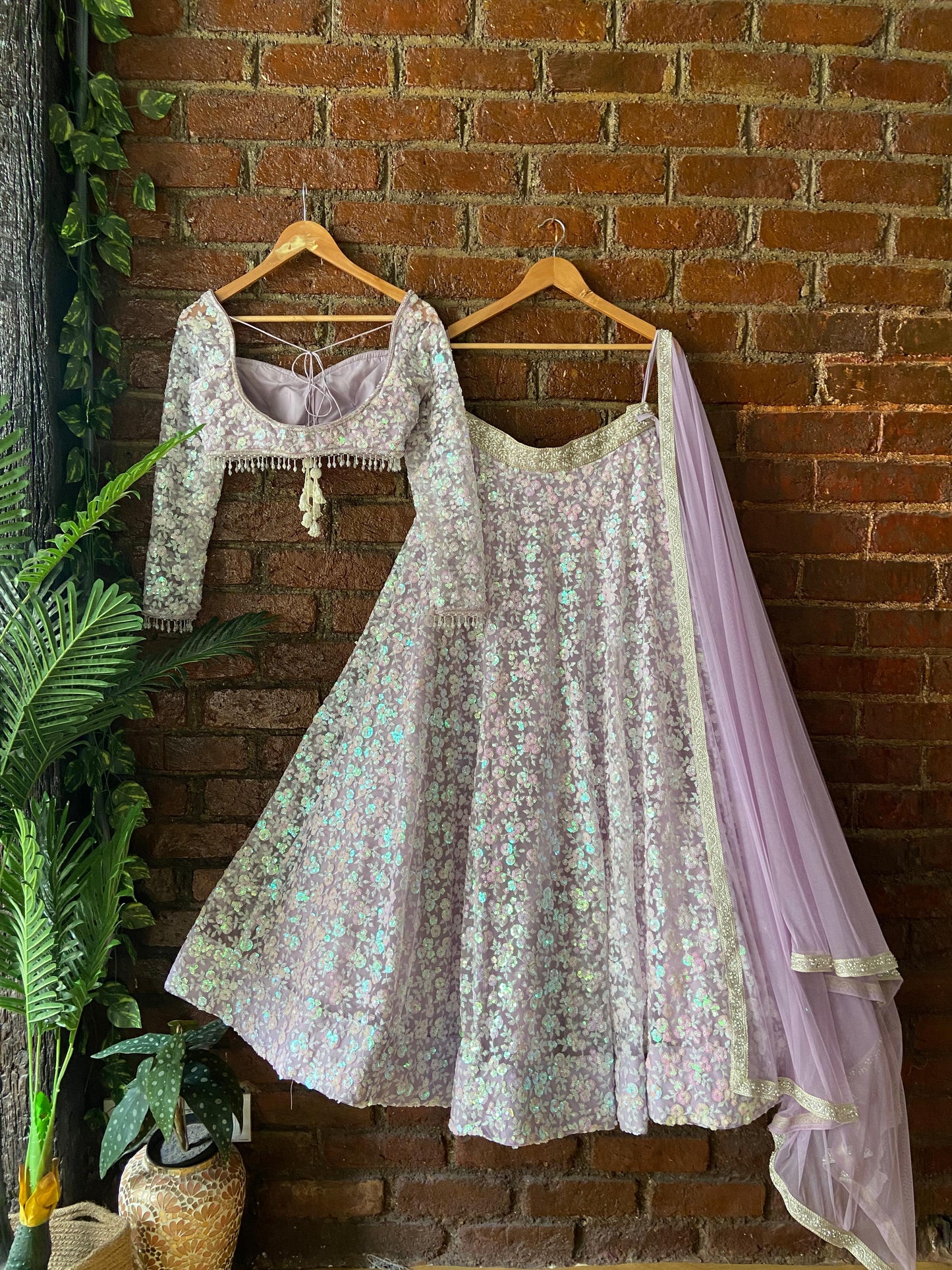 Periwinkle Sequin work lehenga set
