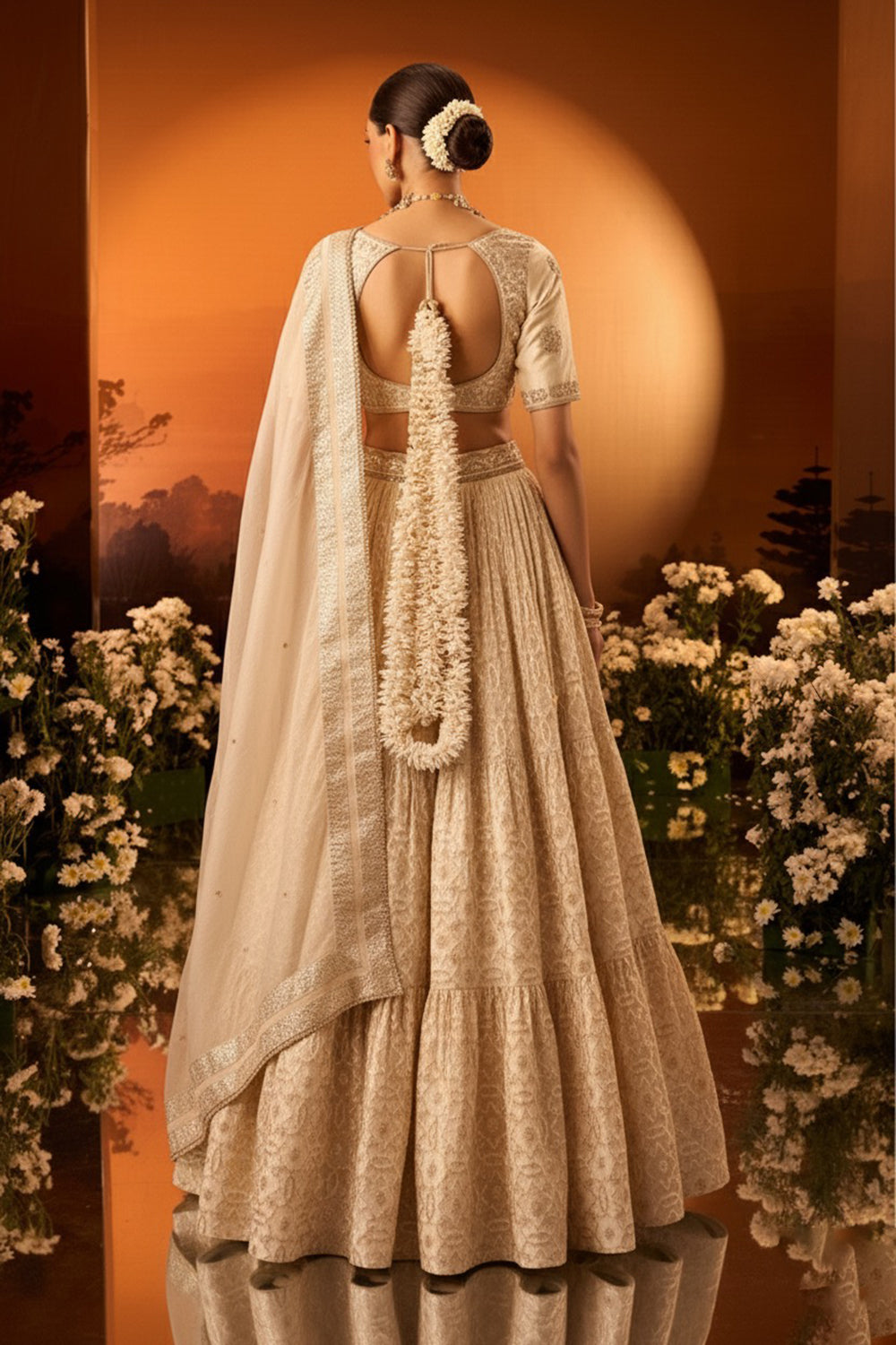 Ivory Banarasi Chanderi Lehenga Set