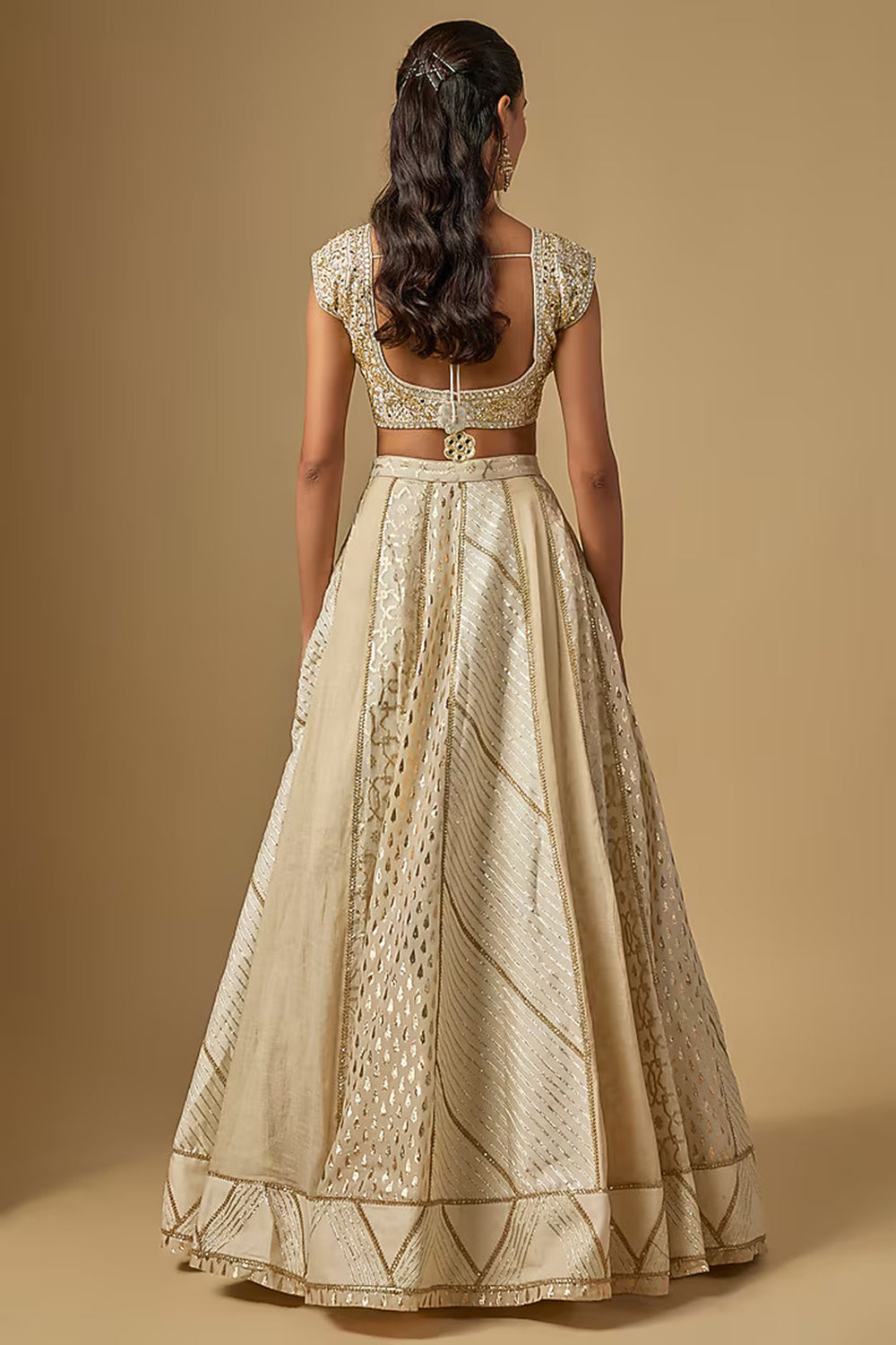 Ivory Silk Banarasi Chanderi Lehenga Set