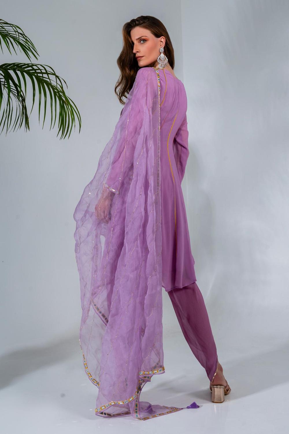 Lilac short Kurta Dhoti set