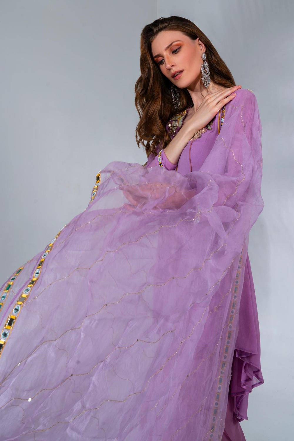 Lilac short Kurta Dhoti set
