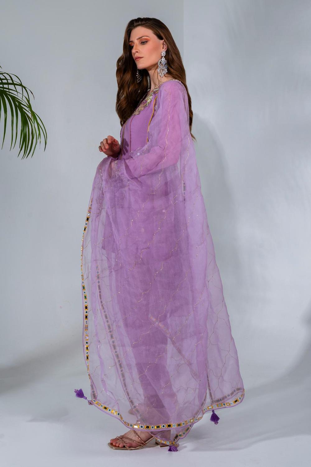 Lilac short Kurta Dhoti set