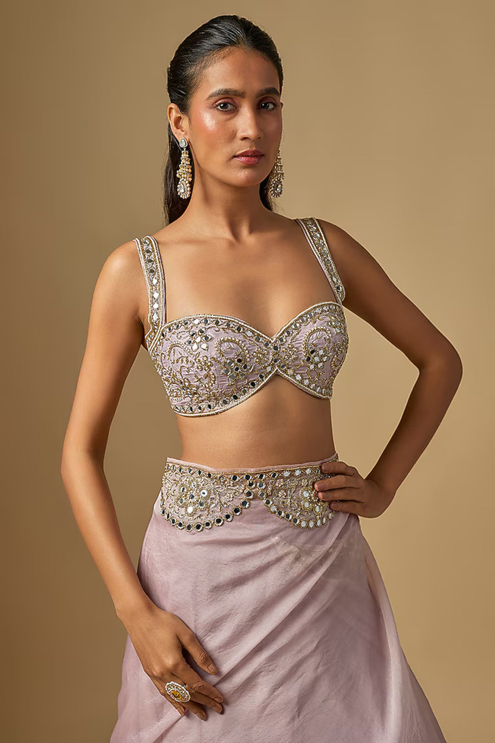 Lilac Silk Organza Lehenga Set