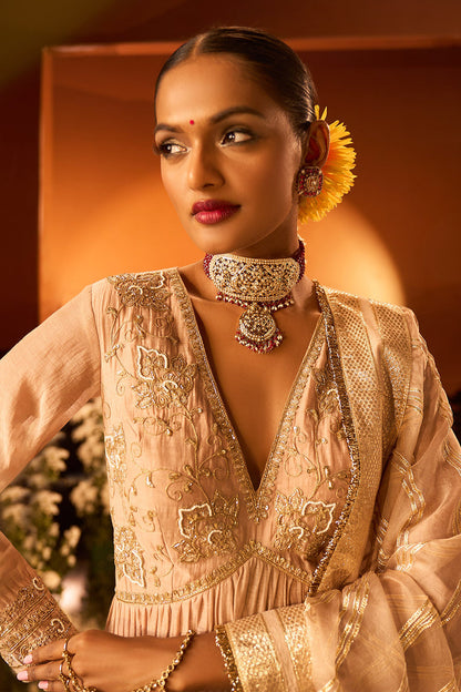 Pink Embroidered Anarkali Set