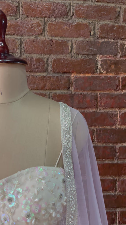 Ivory corset and Lavender Sequin work lehenga set