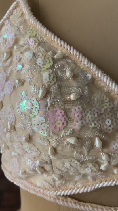 Beige Sequin work lehenga set