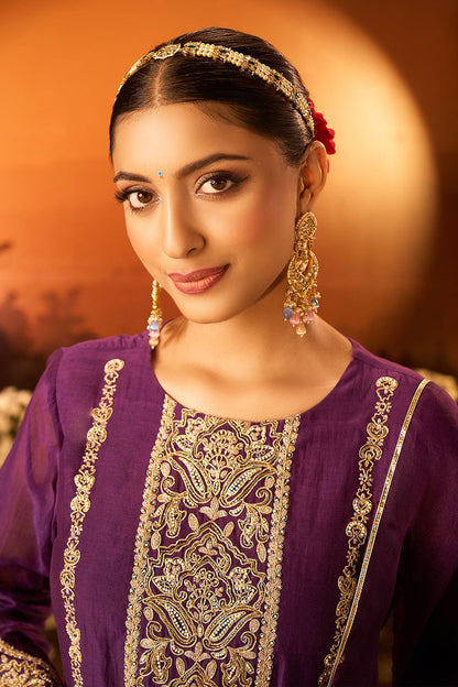 Purple Embroidered Kurta Set