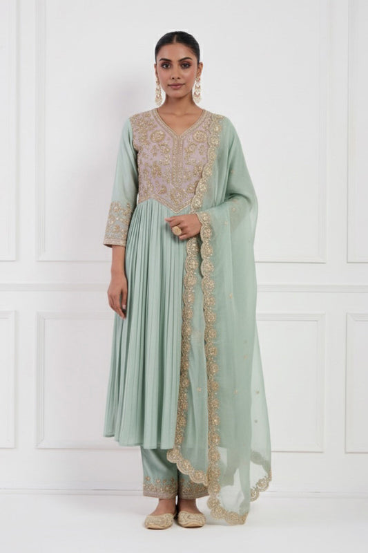 Light Blue Silk Kurta Set